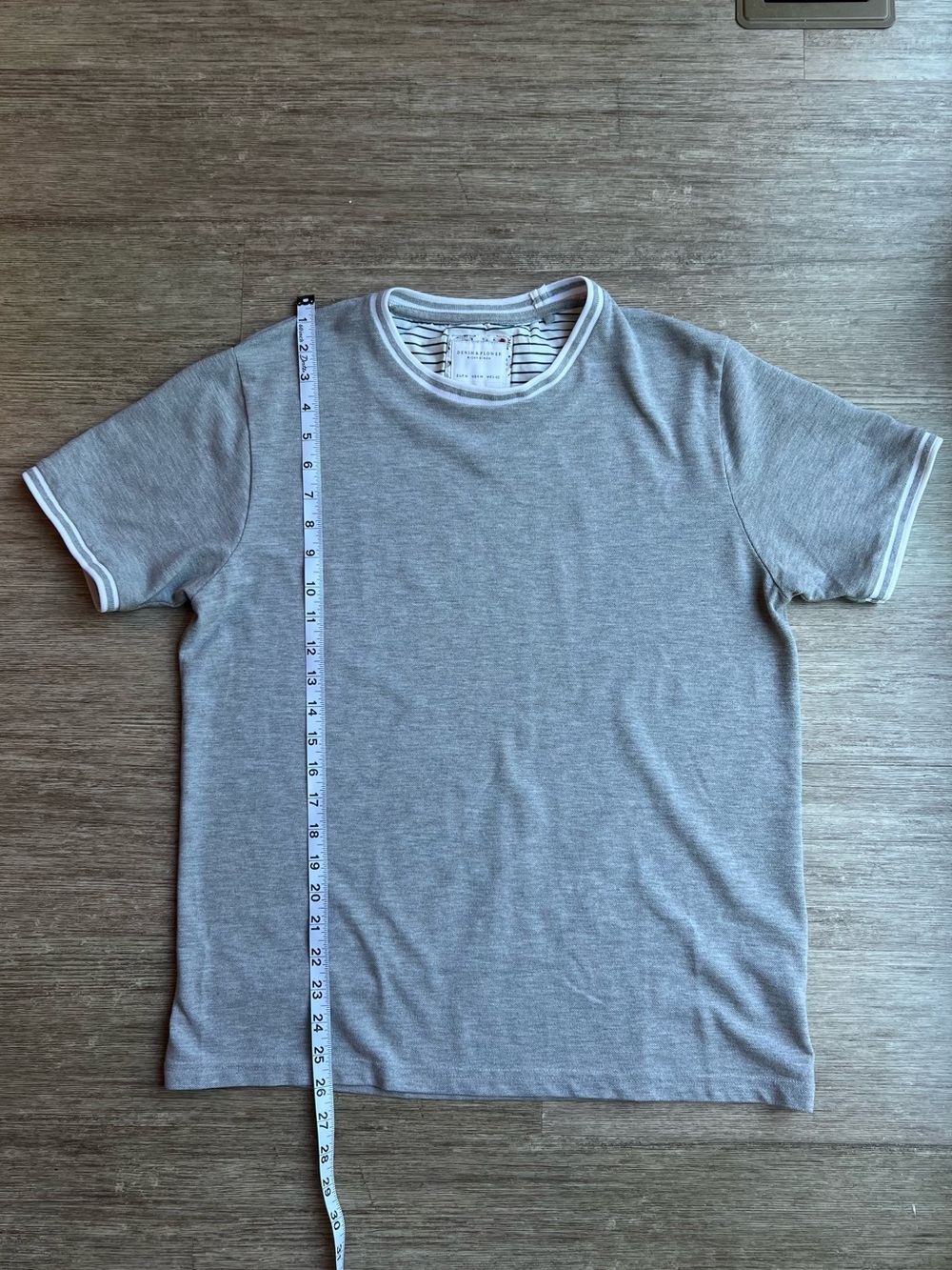 Crew Neck Striped Hem Tee Shirt